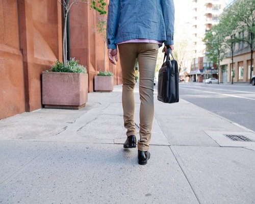 Comfortable walking on urban sidewalk